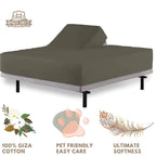 Flex Head King Sheets Sets For Adjustable Beds-Top Split King Sheets Sets (4 Pcs) King 34 Inch Down Sheets Slate Grey 15-18 Inch Deep Sheets(Flex Head 34''Down Size)