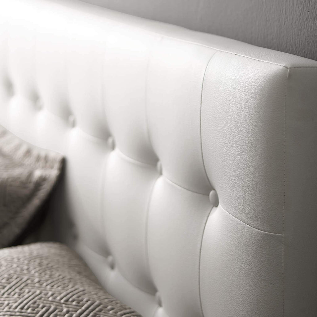 Modway MOD-5173 Emily Tufted Button Faux Leather Upholstered Full Headboard in White