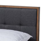 Baxton Studio Alke King Size Dark Gray Fabric Walnut Finished Platform Bed