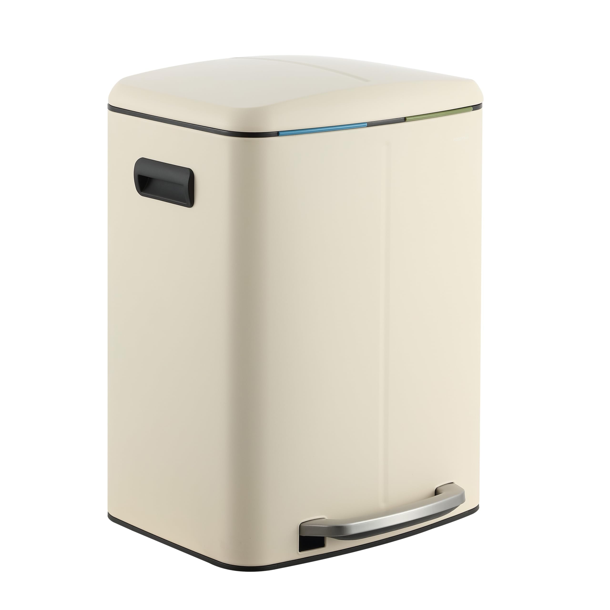 happimess HPM1005F Marco Rectangular 10.6-Gallon Double Bucket Trash Can with Soft-Close Lid, Fingerprint Resistant, Modern, Min