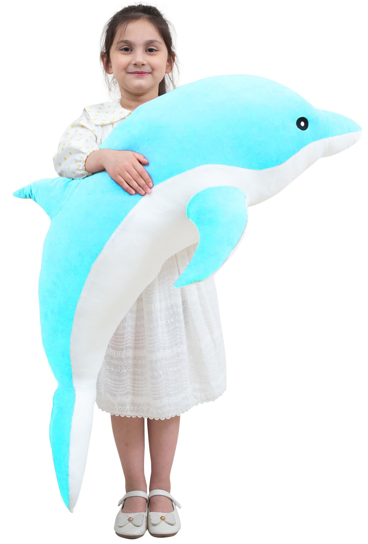 Kekeso Giant Dolphin Plush Toy, Soft Whale Hugging Pillow Stuffed Dolphin Pillow For Children Girls (Blue,70Cm/27.55Inch)