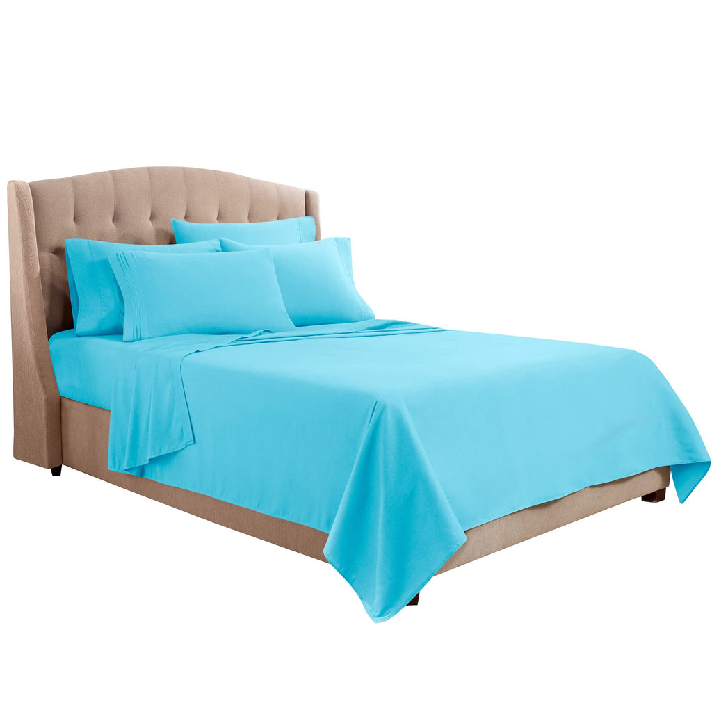 Clara Clark King Sheets, 6 Piece Set - Hotel Luxury Sheets For King Size Bed, Super Soft Bedding Sheets & Pillowcases, King Size Sheets, Beach Blue