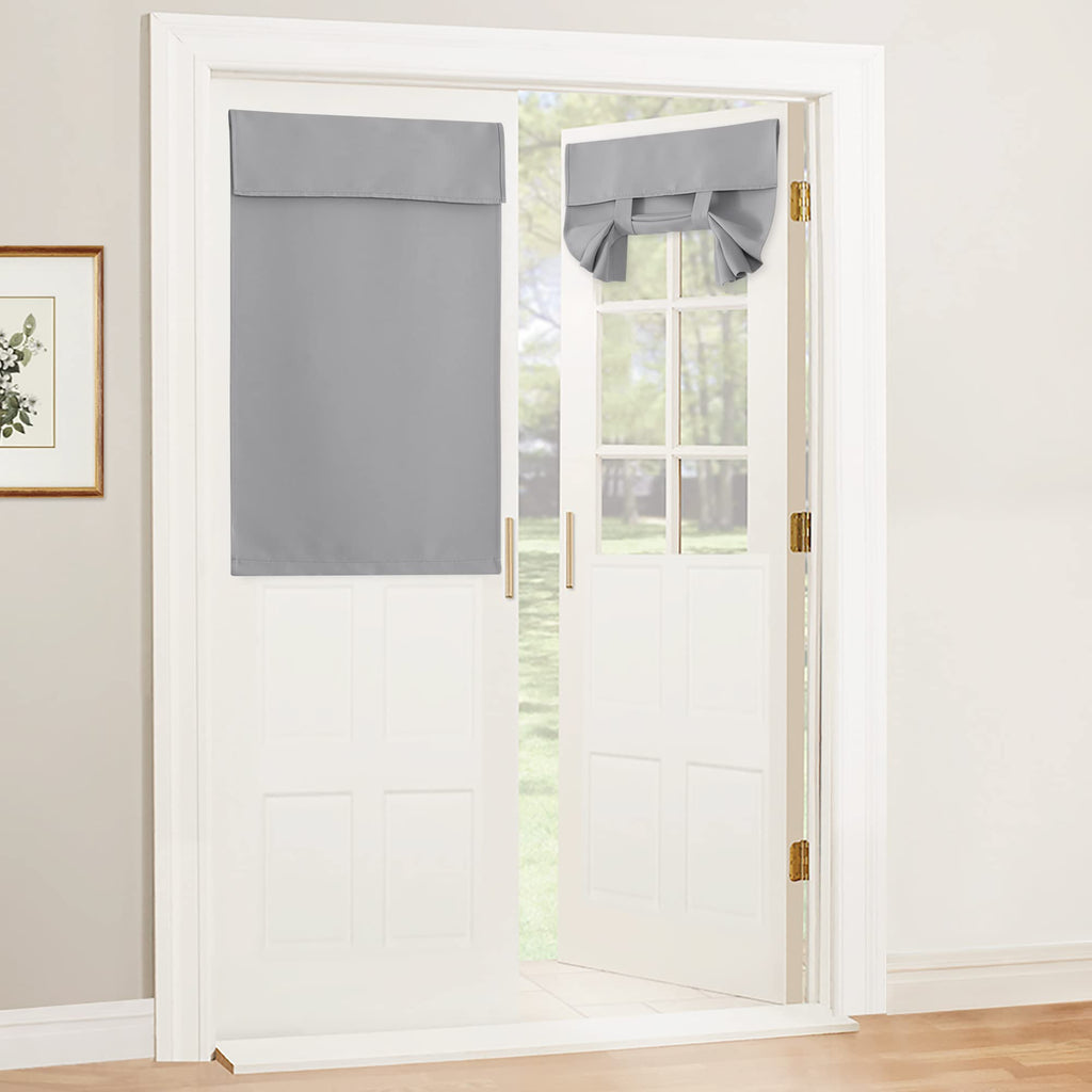 Ryb Home Blackout Door Curtains For Door Window, Privacy Door Window Curtains Thermal Insulate Covering For Patio Door Glass Door Front Door, 26 Inch X 40 Inches, Sliver Grey, 2 Panel