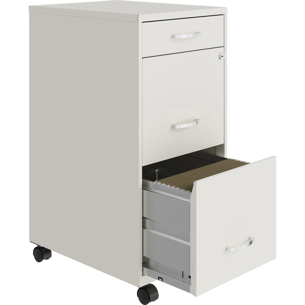 Lorell Lys Soho Box/File/File Mobile White File Cabinet, 3 Drawer, 26.5 X 14.3 X 18 In