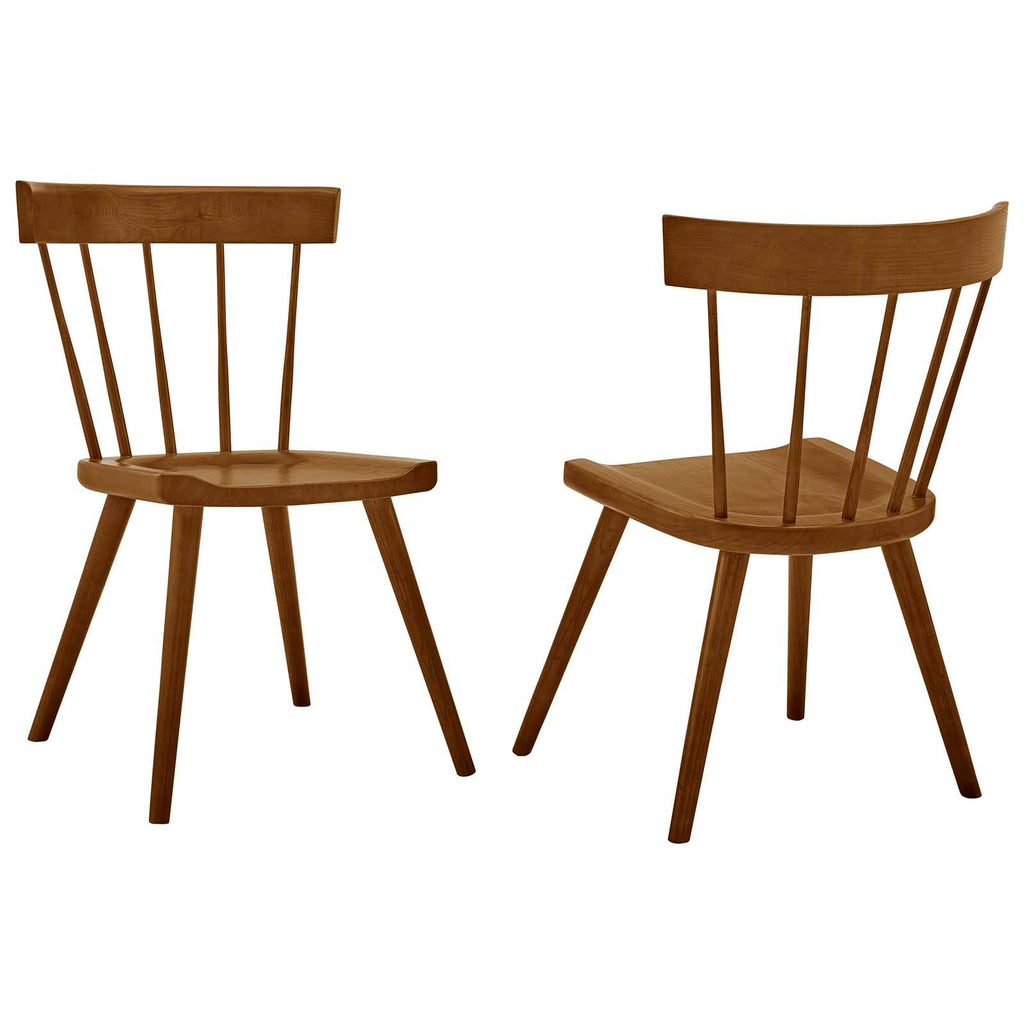 Modway Sutter Modern Farmhouse Wood Dining Chair In Walnut - Set Of 2