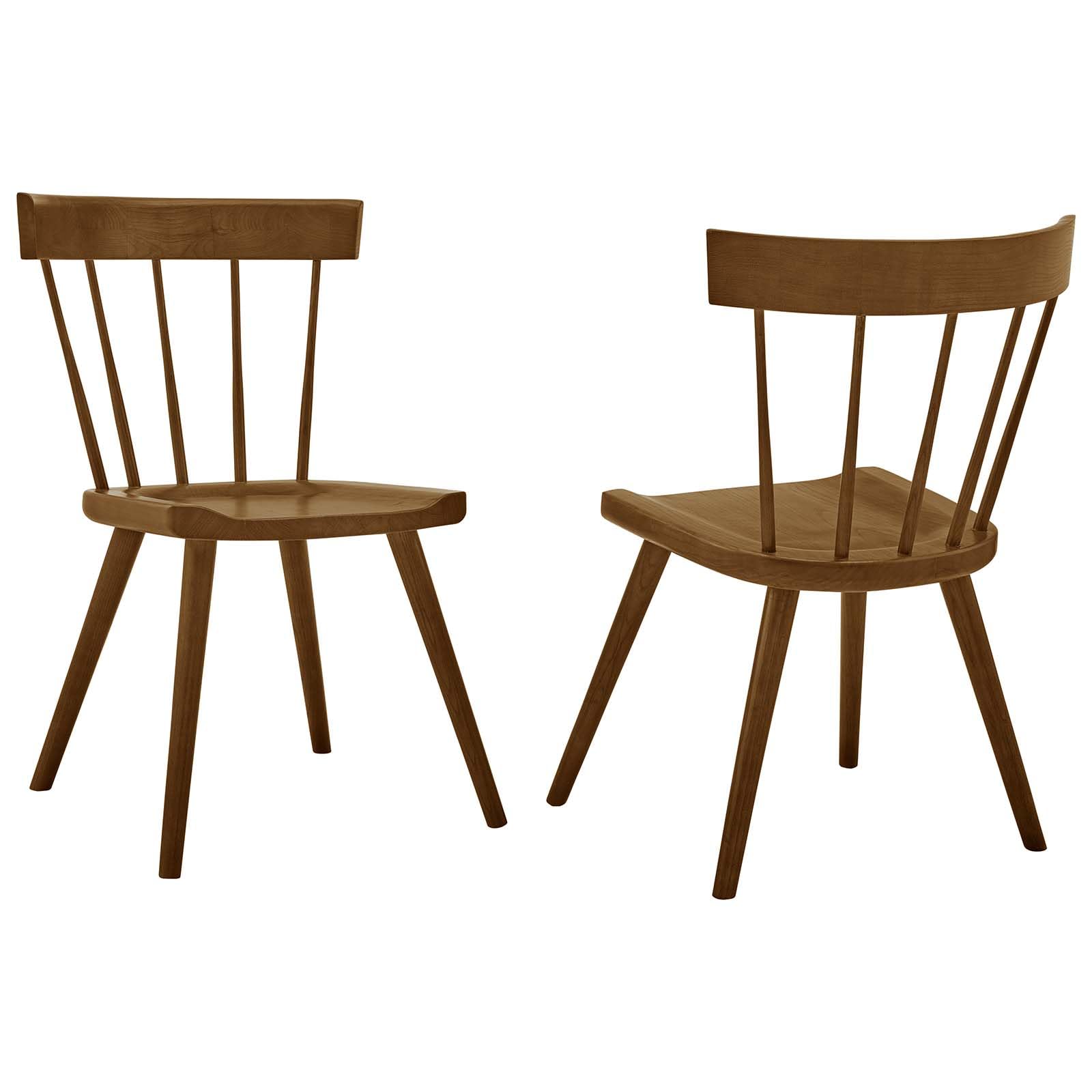 Modway Sutter Modern Farmhouse Wood Dining Chair In Walnut - Set Of 2