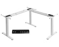 Vivo Electric Multi-Motor Height Adjustable Corner 3 Leg Standing Desk Frame, Frame Only, Sit Stand Ergonomic L Frame With Push Button Controller, White, Desk-V123Ew