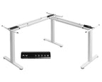 Vivo Electric Multi-Motor Height Adjustable Corner 3 Leg Standing Desk Frame, Frame Only, Sit Stand Ergonomic L Frame With Push Button Controller, White, Desk-V123Ew