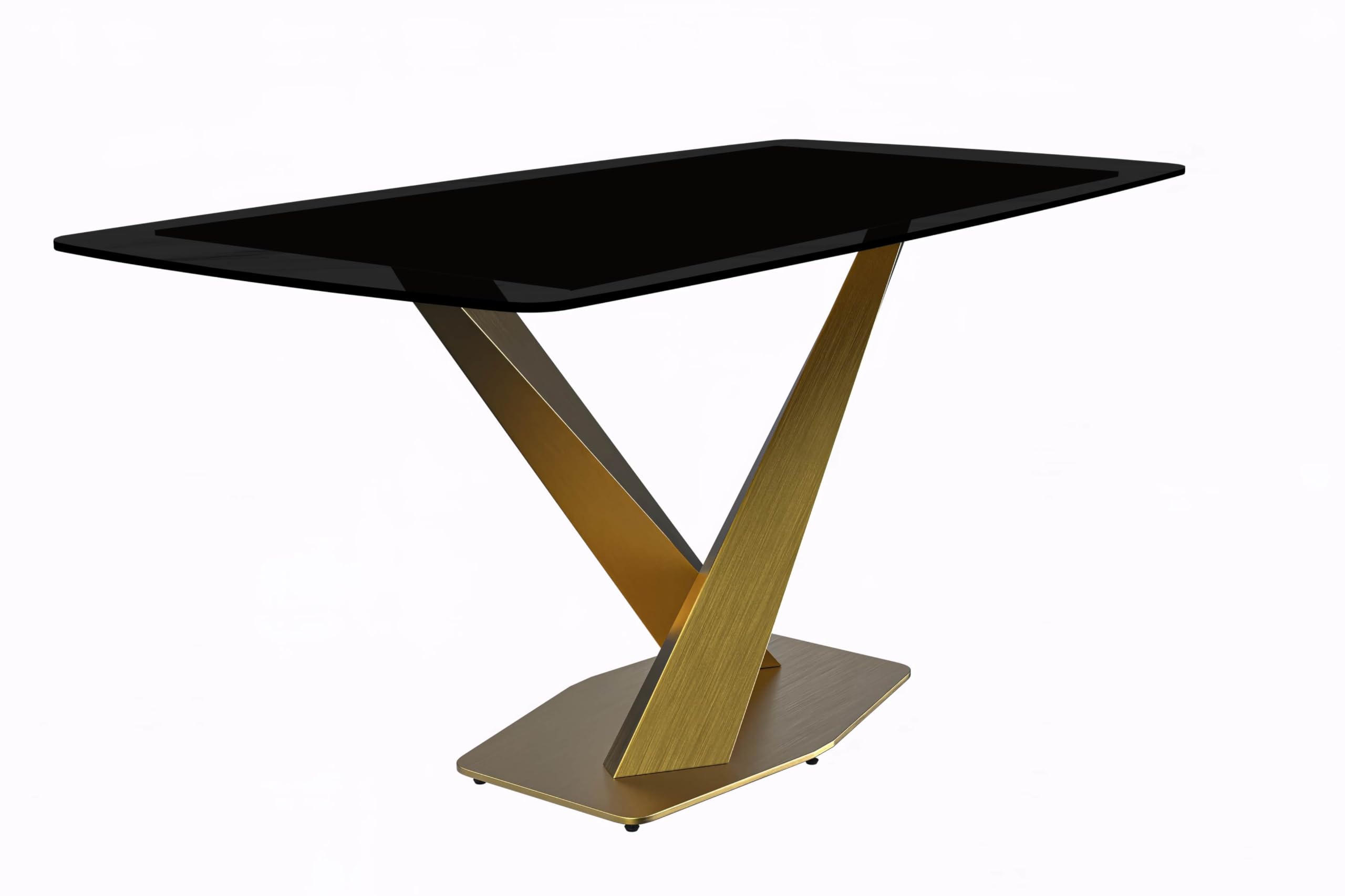 Modern Dining Table Gold Base, With 55 Medium Grey Sintered Stone Top