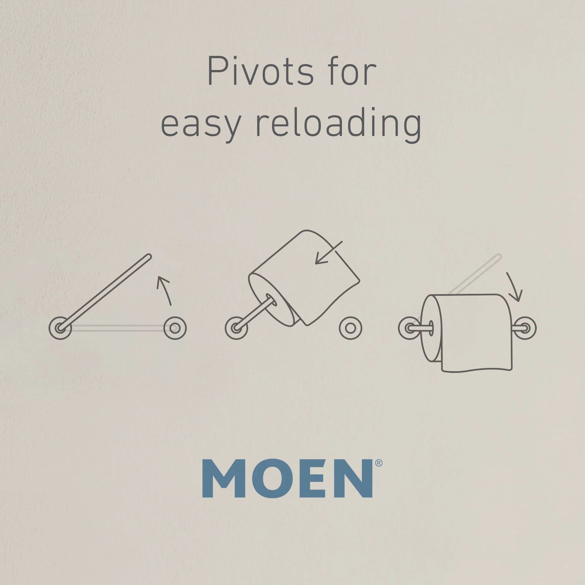 Moen Dn0708Bn Iso Collection Double Post Modern Pivoting Toilet Paper Holder, Brushed Nickel