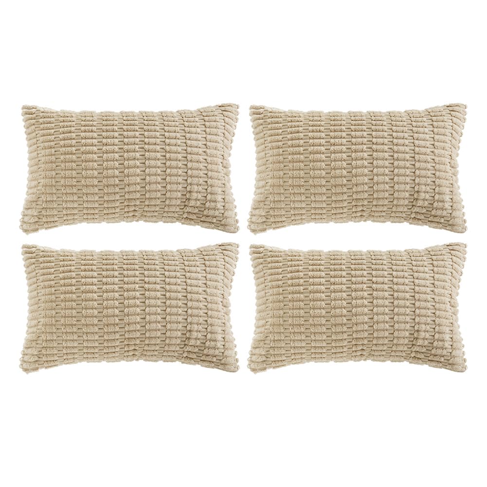 Fancy Homi 4 Packs Tan Decorative Throw Pillow Covers 16X24 Inch For Living Room Couch Bed Sofa, Beige Rustic Farmhouse Boho Hom