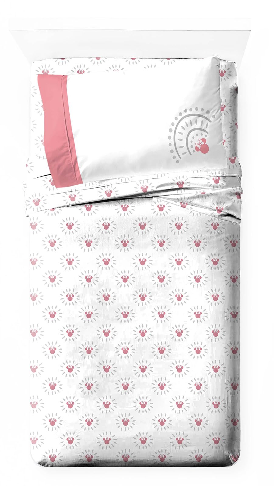 Jay Franco Disney Minnie Mouse Twin Sheet Set - Super Soft Pink Mandala 3 Piece Bedding Set - Kids Microfiber Sheets Includes Re