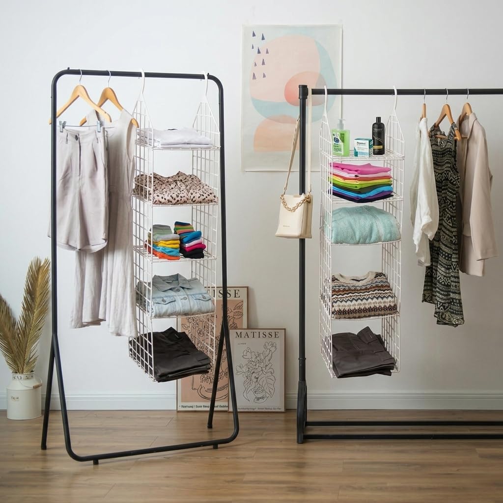 Multipurpose 5Layer Folding Clothes Storage Racks: Pack Of 2 Pcs, SpaceSaving Closet Organizer Shelves For Students  Hang Soc