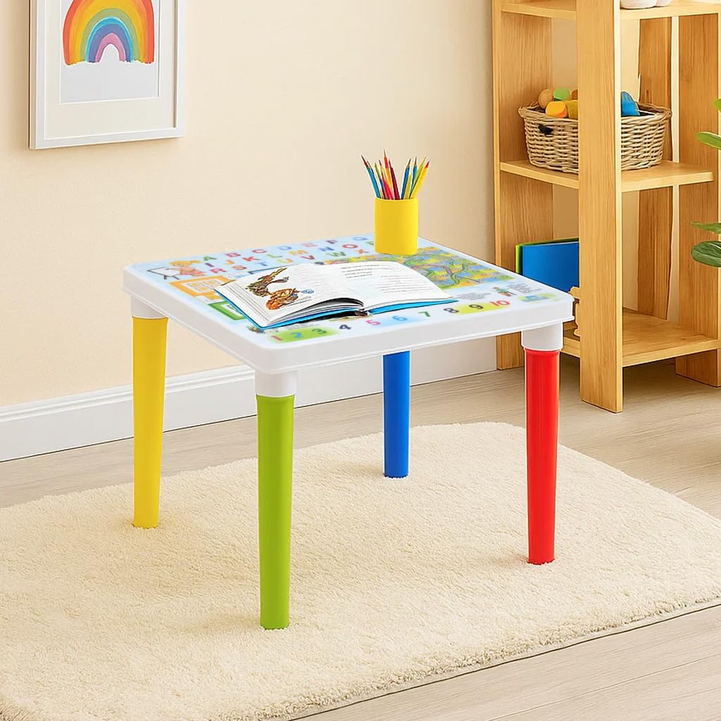 Nilkamal Genius Multipurpose Kids Table | Ludo & SnakeLadder Game | Study, Toy & Laptop Table | Strong & Durable | Multicolor