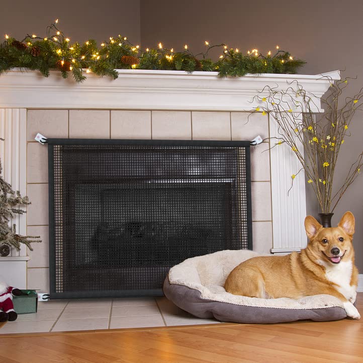 Fireplace Screen Safe Mesh Gate: Child Proof Barrier Guard Living Room Fire Place Cover for Baby Toddler and Pets- 29 x 44.5 inc