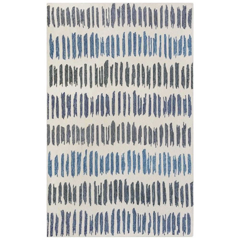 Alora Decor Rivera 7'9" X 9'9" Stripe Ivory/Blue/Ivory/Charcoal Area Rug