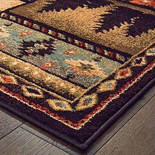 HomeRoots Polypropylene 8’x10’ Black and Brown Nature Lodge Area Rug