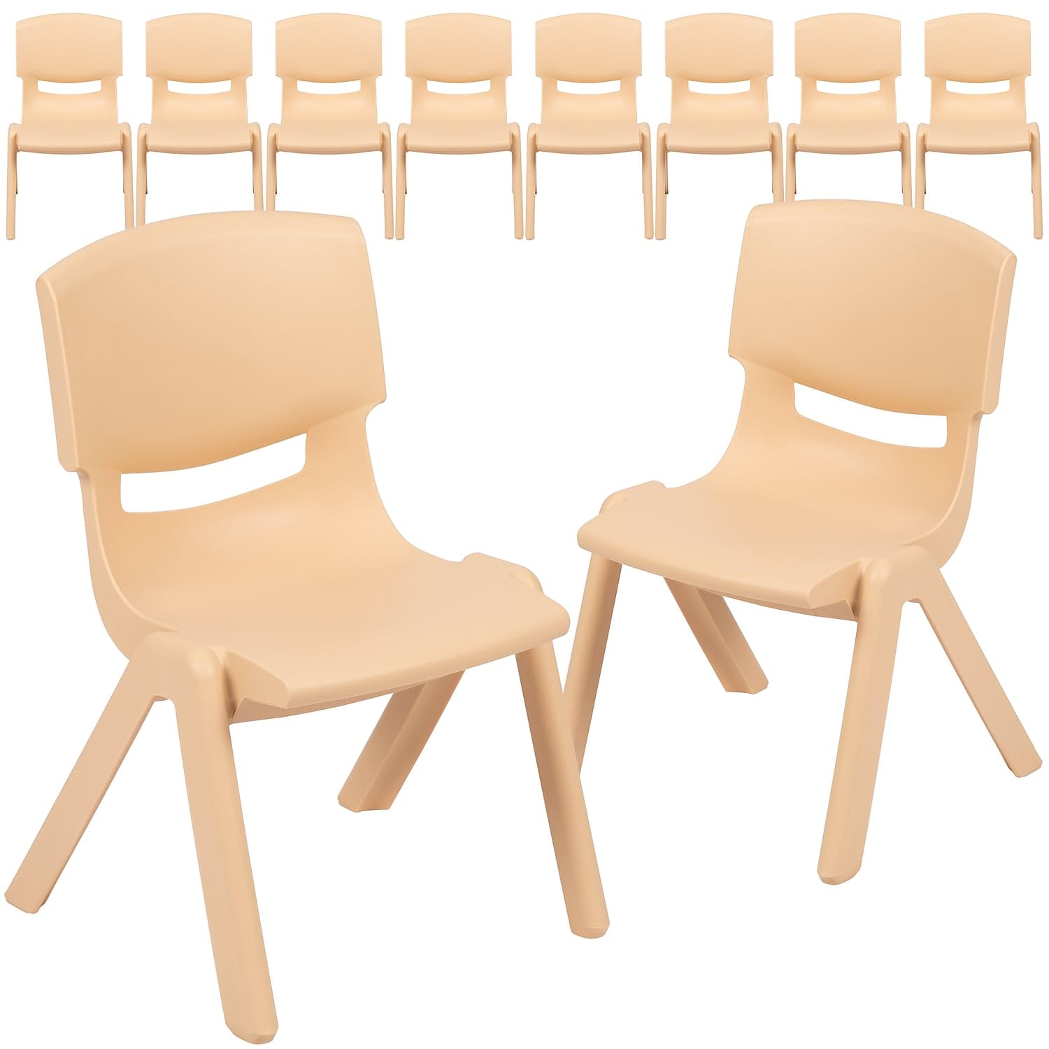 Flash Furniture Whitney 10 Pack Natural Plastic Stackable School Chair with 10.5 Seat Height