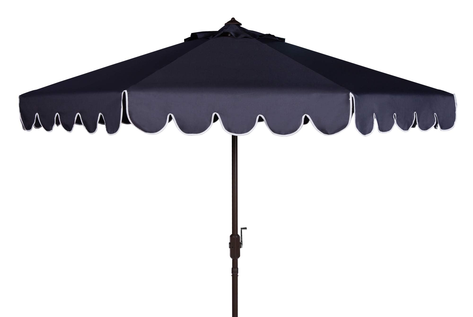 Safavieh Pat8010A Collection Venice Navy And White Single Scallop 9Ft Crank Outdoor Push Button Tilt Umbrella