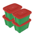 SIMPLYKLEEN 4-Pack Christmas Storage Totes with Lids (Red/Green), 18-Gallon (72-Quart) Organization Bins, 25.50 x 17.00 x 15.25,