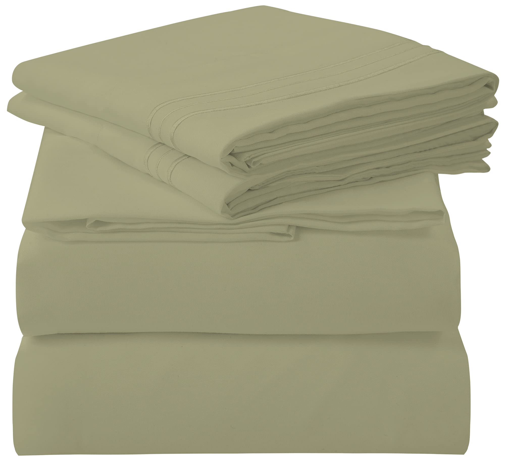 Royale Linens - 4 Piece King Bed Sheet - Soft Brushed Microfiber 1800 Bedding Set - 1 Fitted Sheet, 1 Flat Sheet, 2 Pillow Case
