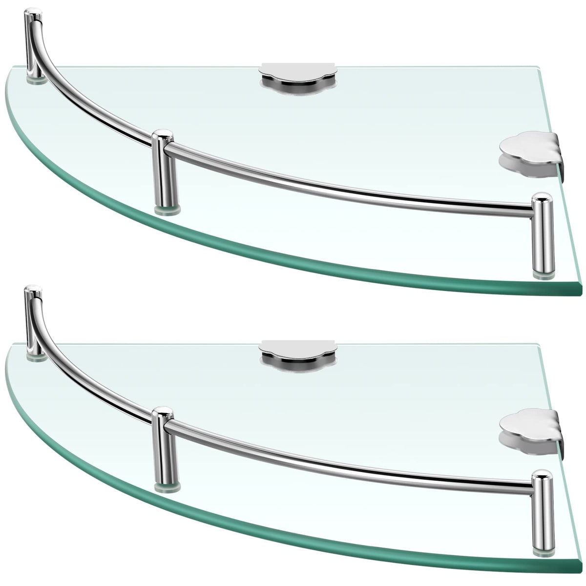 2 Pcs Corner Shower Shelf 2-Tier Glass Corner Shelf Stainless Steel Wall Mounted Corner Bathroom Organizer for Storing Bottle Sh