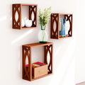 Dime Store Rack for Storage Wall Mount Wall Shelves for Living Room Bedroom and Wall Decor (Set of 3, Brown)