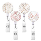 Retractable Badge Holders, Cute Nursing Badge Reel, Badge Clip Id Card Holders (4Pack Liner Marble)