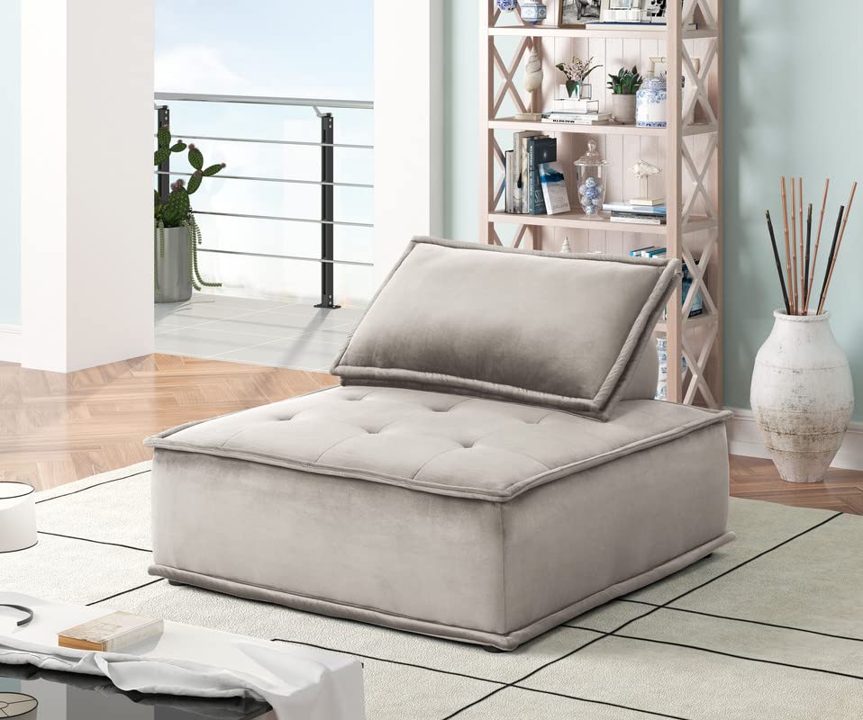 Lilola Home Anna Light Gray Velvet Set of 2 Armless Lounge Chair
