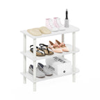 Furinno Turn-N-Tube 23-Inch 3-Tier Curved Freestanding Shoe Rack Storage Organizer, White/White