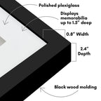Americanflat 12X16 Shadow Box Frame With Polished Plexiglass - Use As 8X12 Frame With Mat Or 12X16 Frame Without Mat - Silhouett
