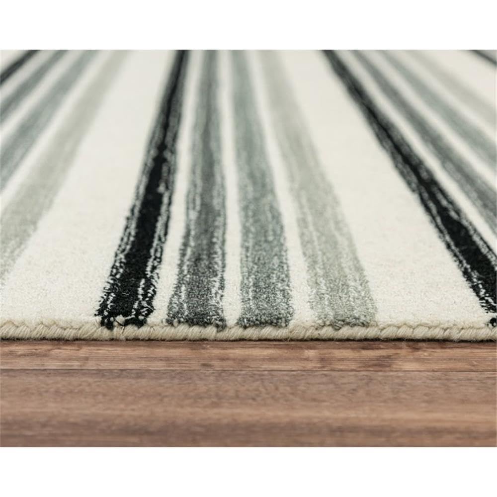 Alora Decor Rivera 7'9" X 9'9" Stripe Gray/Ivory/Charcoal Hand-Tufted Area Rug