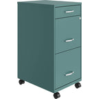 Lorell LYS SOHO Box/File/File Teal Mobile Cabinet, 3 Drawer