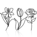 Ferraycle 3 Set of Metal Flower Wall Decor 9.84 x 5.91 Inch Mothers Day Metal Wall Ornament Art Black Minimalist Wire Signs for