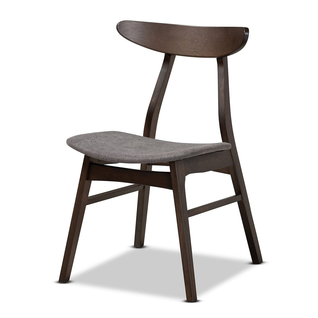 Baxton Studio Britte Mid-Century Modern Dark Grey Fabric Upholstered Dark Oak Brown Finished 4-Piece Wood Dining Chair Set
