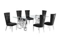 Best Quality Furniture D223-6Sc330 Dining, 7-Piece Set, Black/Silver