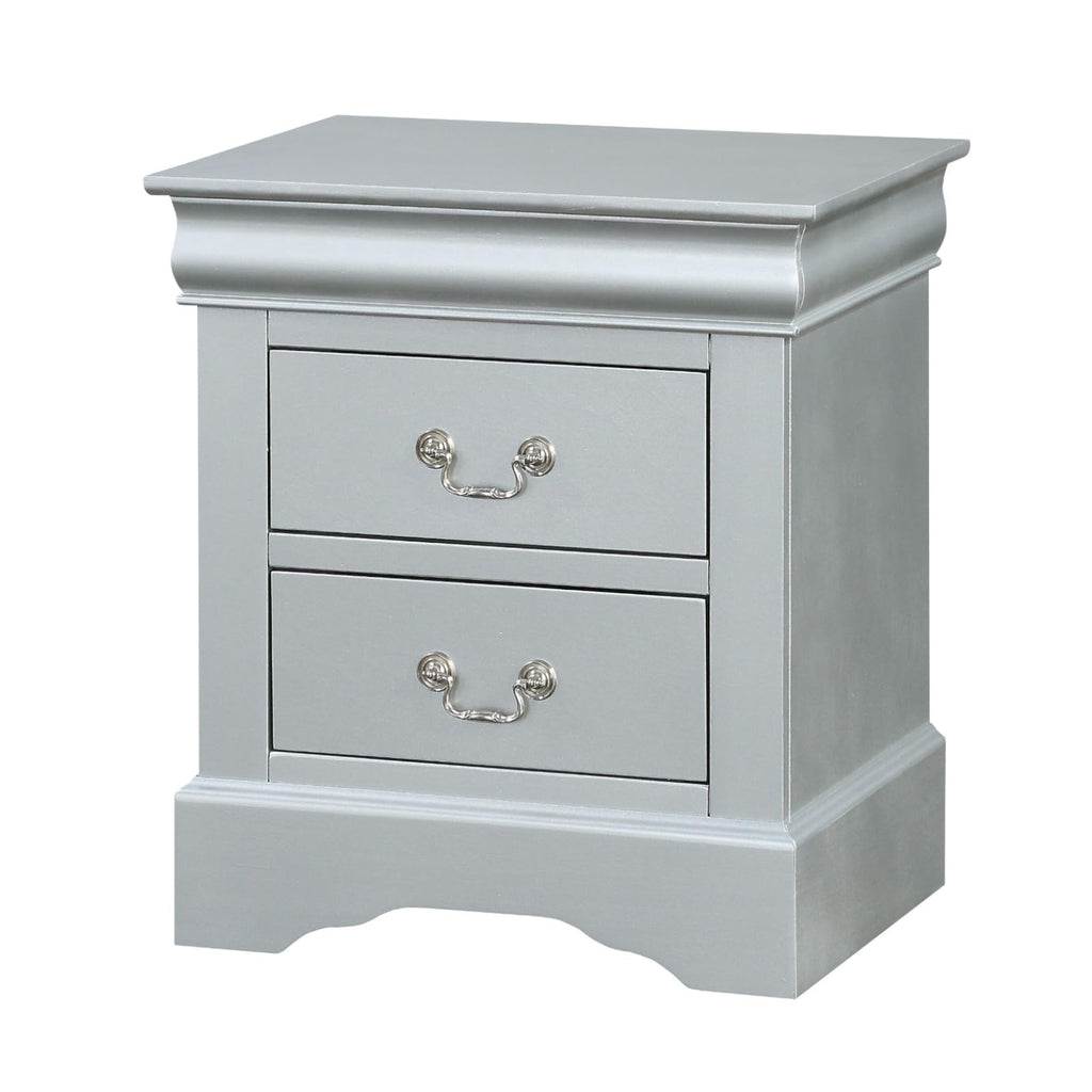 Acme Louis Philippe III Wood Nightstand in Platinum White