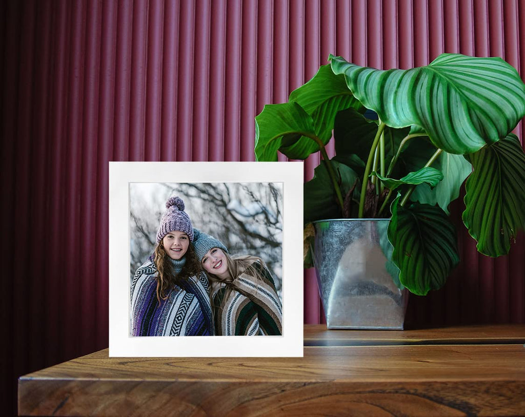 Lekaiya 6X6 White Picture Frames Set Of 2, Square Solid Wood Photo Frame For Tabletop Or Wall Mounting