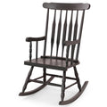 Tangkula Patio Rocking Chair Solid Rubber Wood, Outdoor Porch Rocker Chair With Rubber Wood Frame, Indoor Wooden Rocking Chair, Ideal For Garden, Backyard & Balcony (1, Espresso)