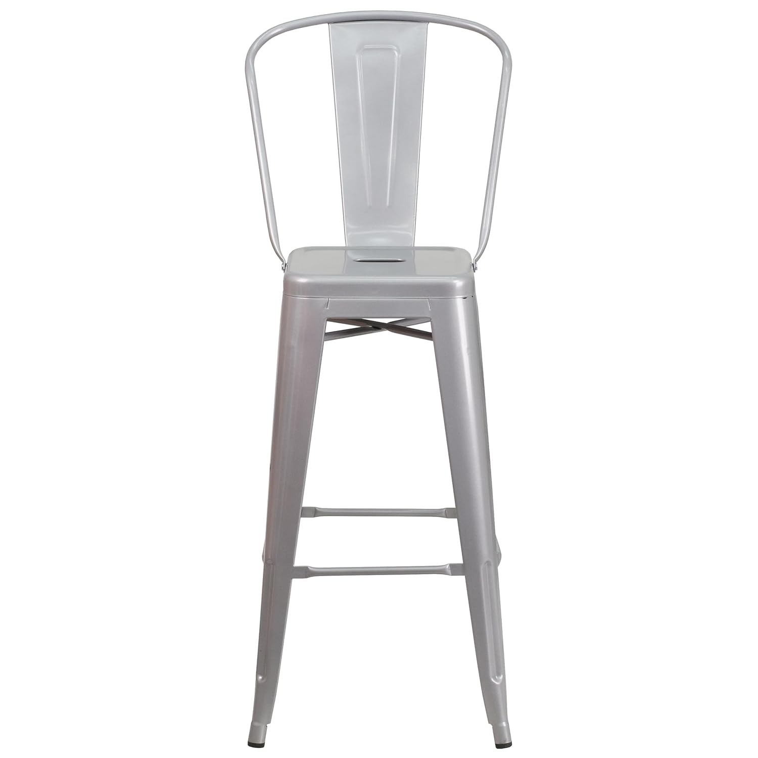 Commercial Grade 30 High Silver Metal Indoor-Outdoor Barstool with Removable Back