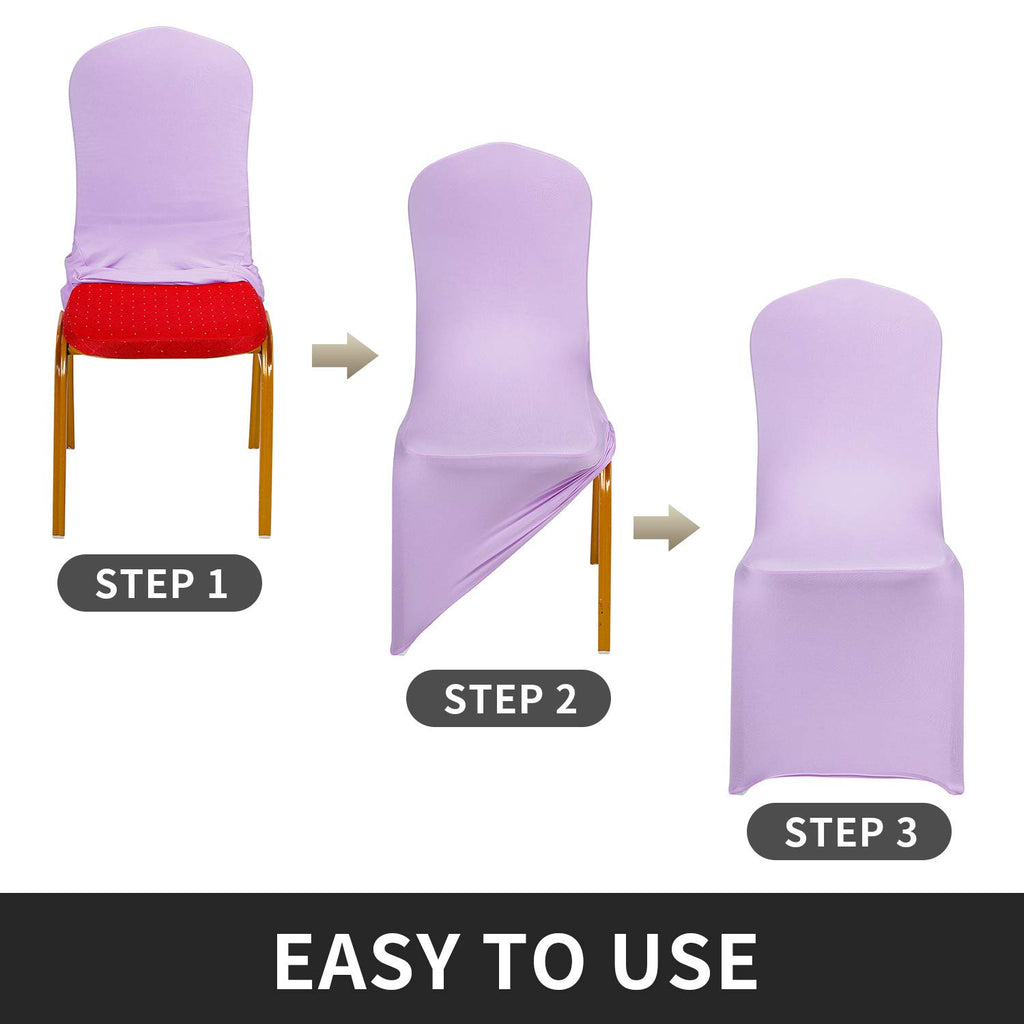 Peomeise Stretch Spandex Chair Cover For Wedding Party Dining Banquet Event (Lavender, 25)