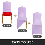 Peomeise Stretch Spandex Chair Cover For Wedding Party Dining Banquet Event (Lavender, 25)