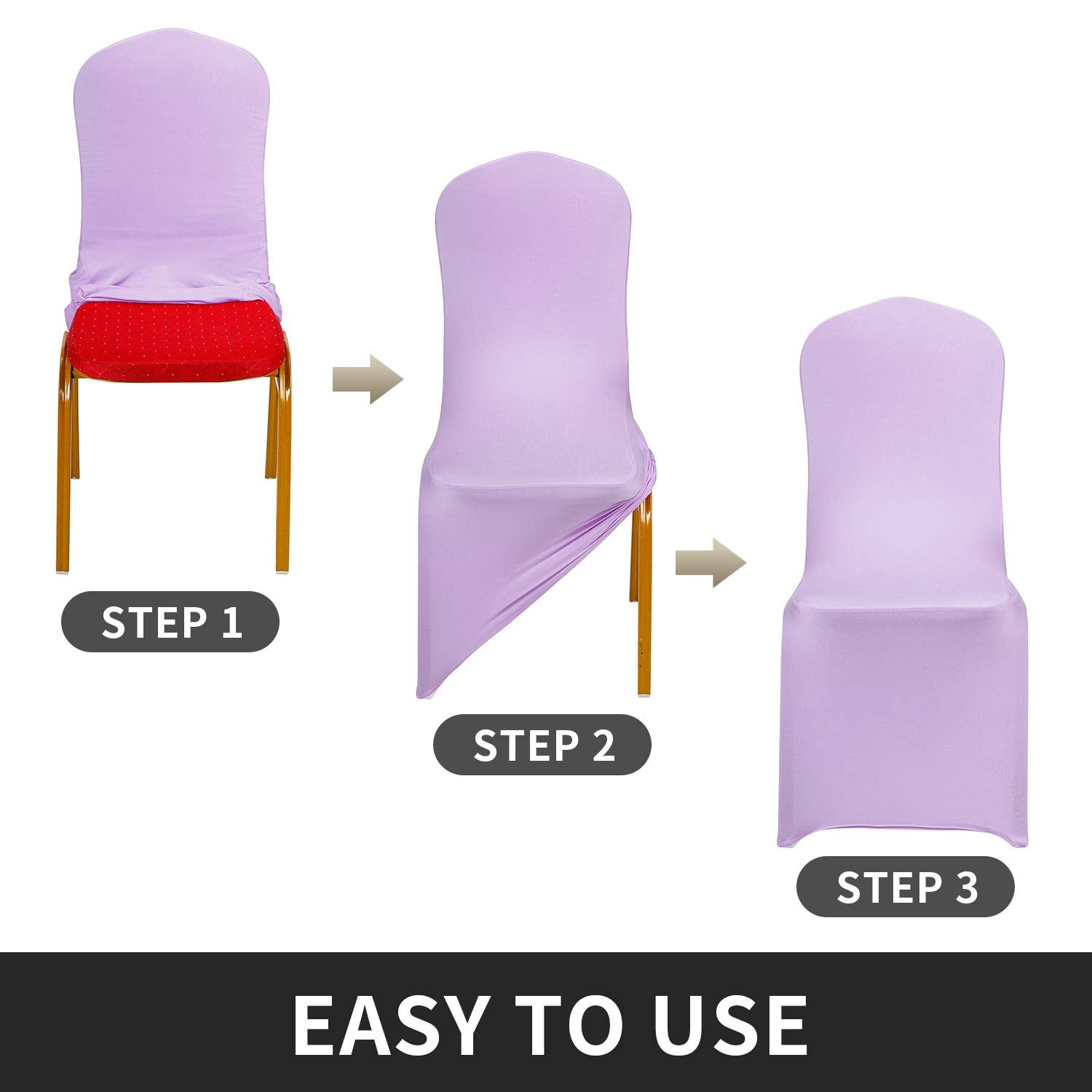 Peomeise Stretch Spandex Chair Cover For Wedding Party Dining Banquet Event (Lavender, 25)