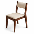 Wefour Solid Wood Dining Chair With Cream Upholstered Seat And Back