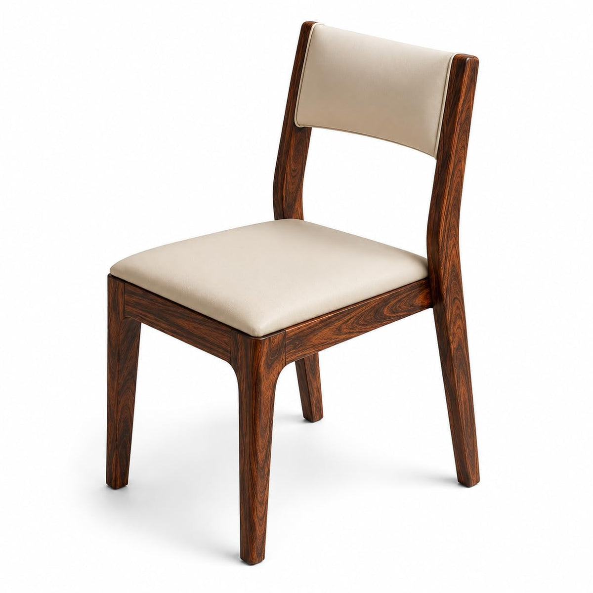Wefour Solid Wood Dining Chair With Cream Upholstered Seat And Back