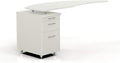 Curved Desk Return With Pencil-Box-File Pedestal (Left), Textured Sea Salt