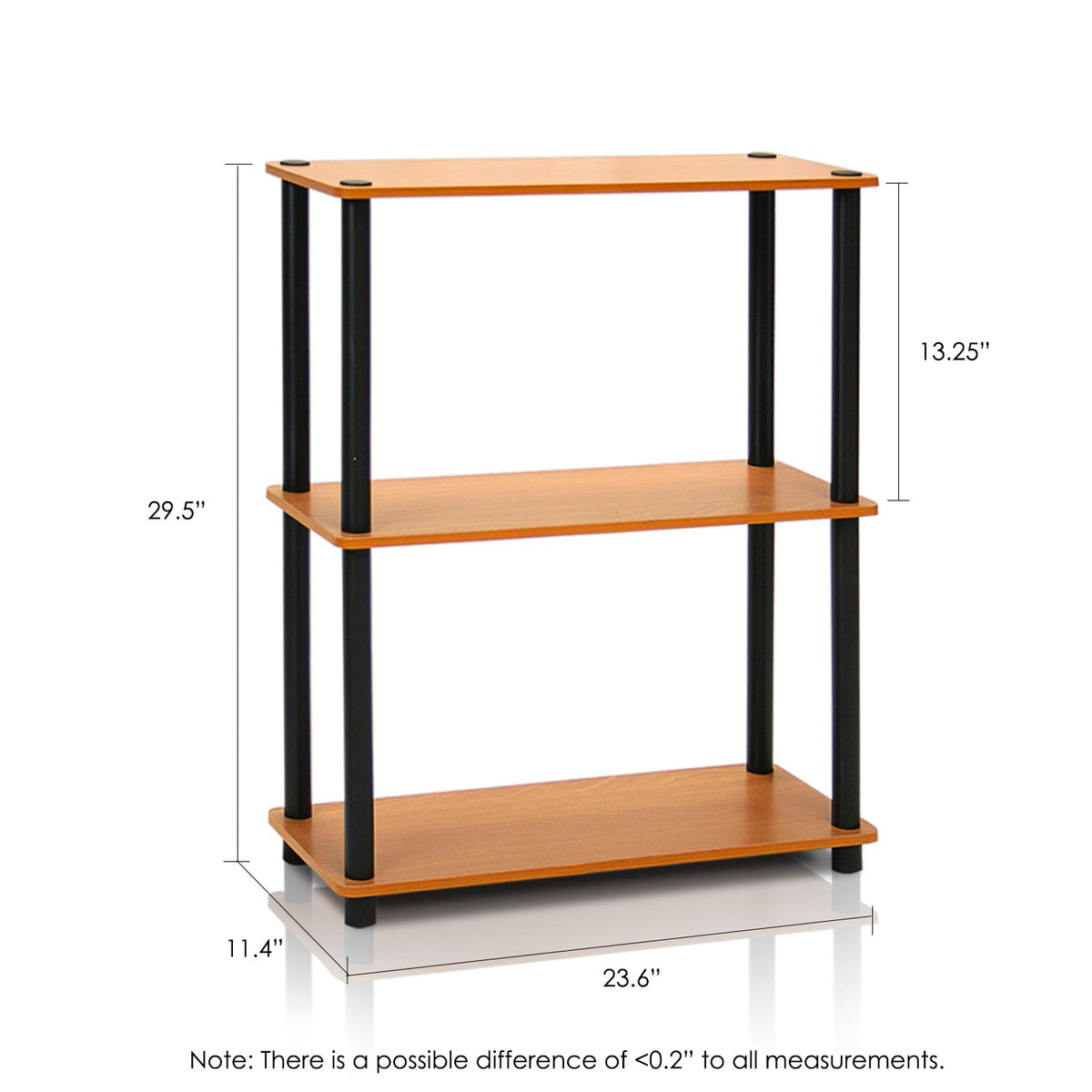 Furinno® 2-10024 Turn-N-Tube 3-Tier Compact Multipurpose Shelf Display Rack, Set of Two (2, Light Cherry/Black)