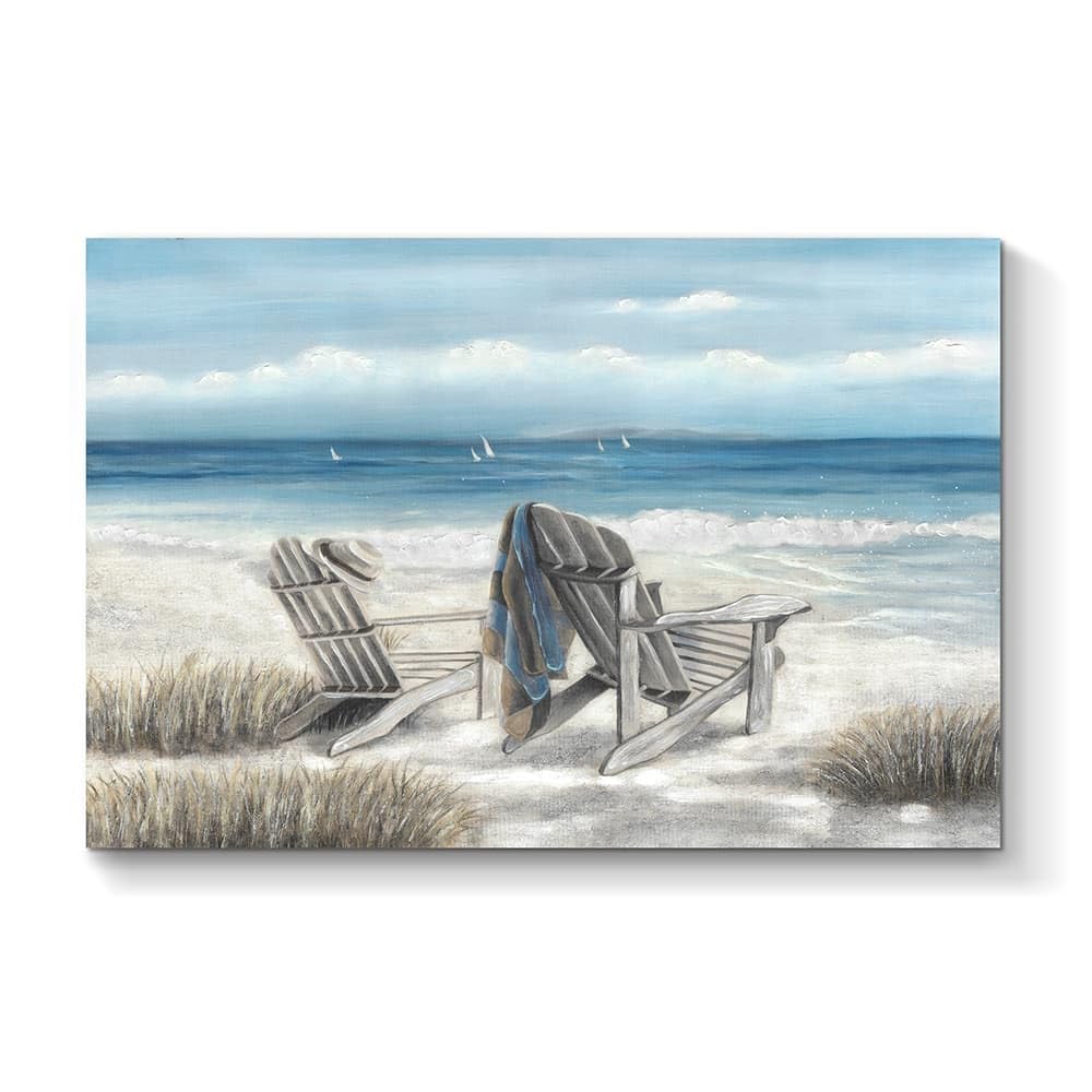TAR TAR STUDIO Coastal Canvas Painting Wall Art: Oil Painting Style Ocean Artwork with Heavy Texture for Office (36  W x 24  H)