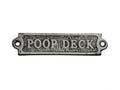 Hampton Nautical Rustic Silver Cast Iron Poop Deck Novelty Door Sign 6 - Metal Wall Plaque - Metal Wall Art