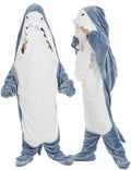 NAFLEAP Wearable Blanket Hoodie kids Shark Dinosaur Onesie Costume Gifts for Girls, Shark blue, 130